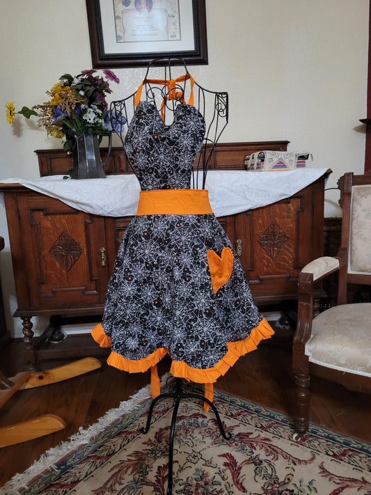 Candy Corn - Spider Web Ruffle Apron