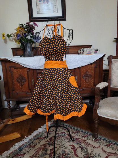 Candy Corn - Spider Web Ruffle Apron