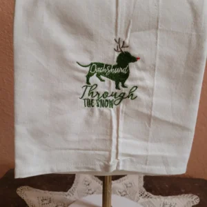 Daschund Through the Snow Tea Towel